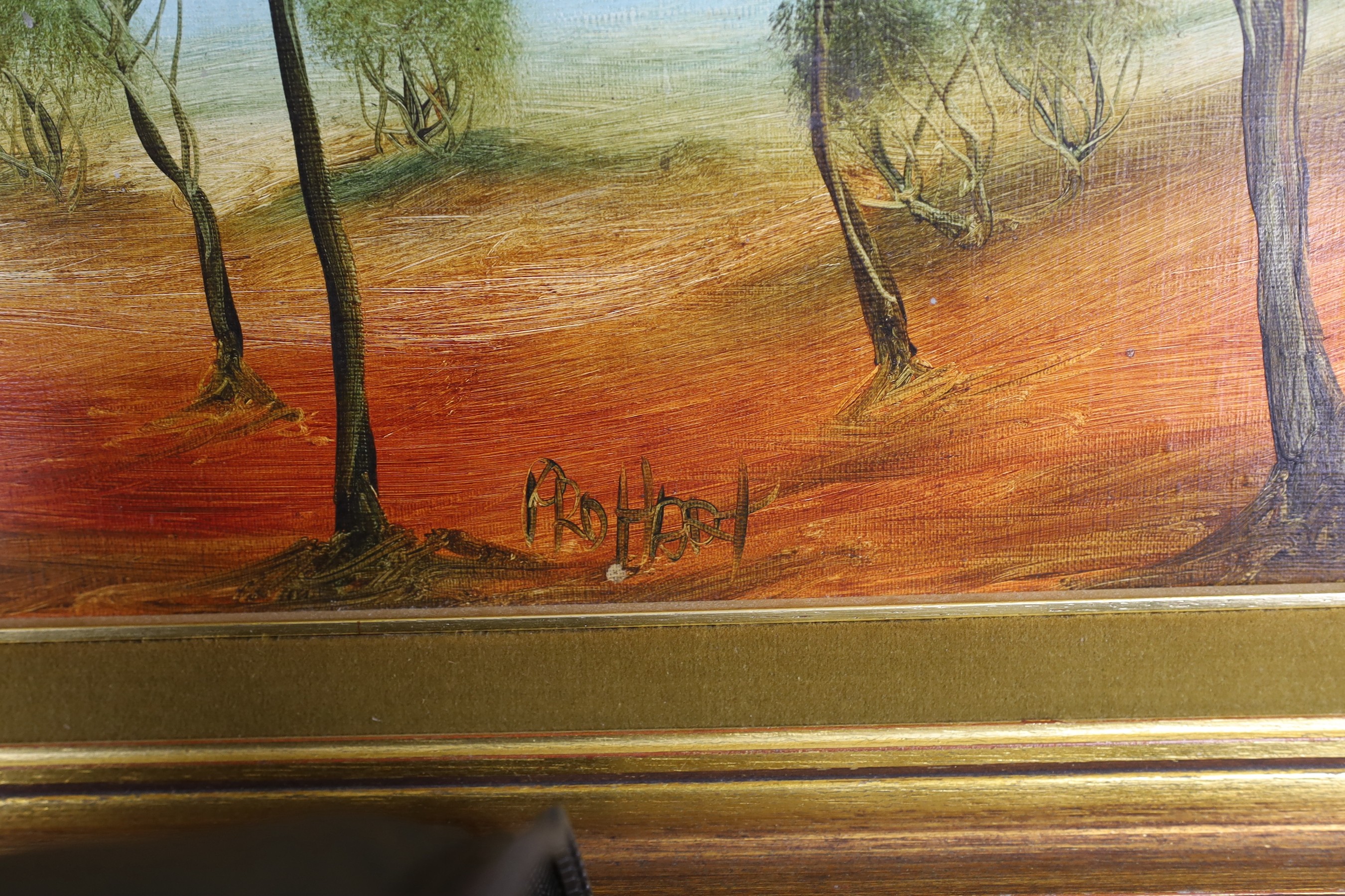 Kevin Charles (Pro) Hart (Australian, 1928-2006), oil on canvas board, Trees in a landscape, signed, 30 x 35cm
